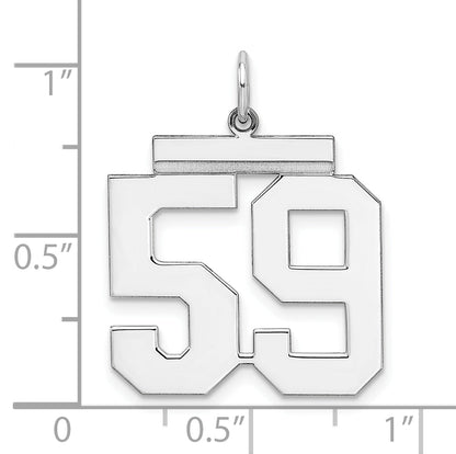 Sterling Silver Silver/Rhodium-Plated Polished Number 59 Charm