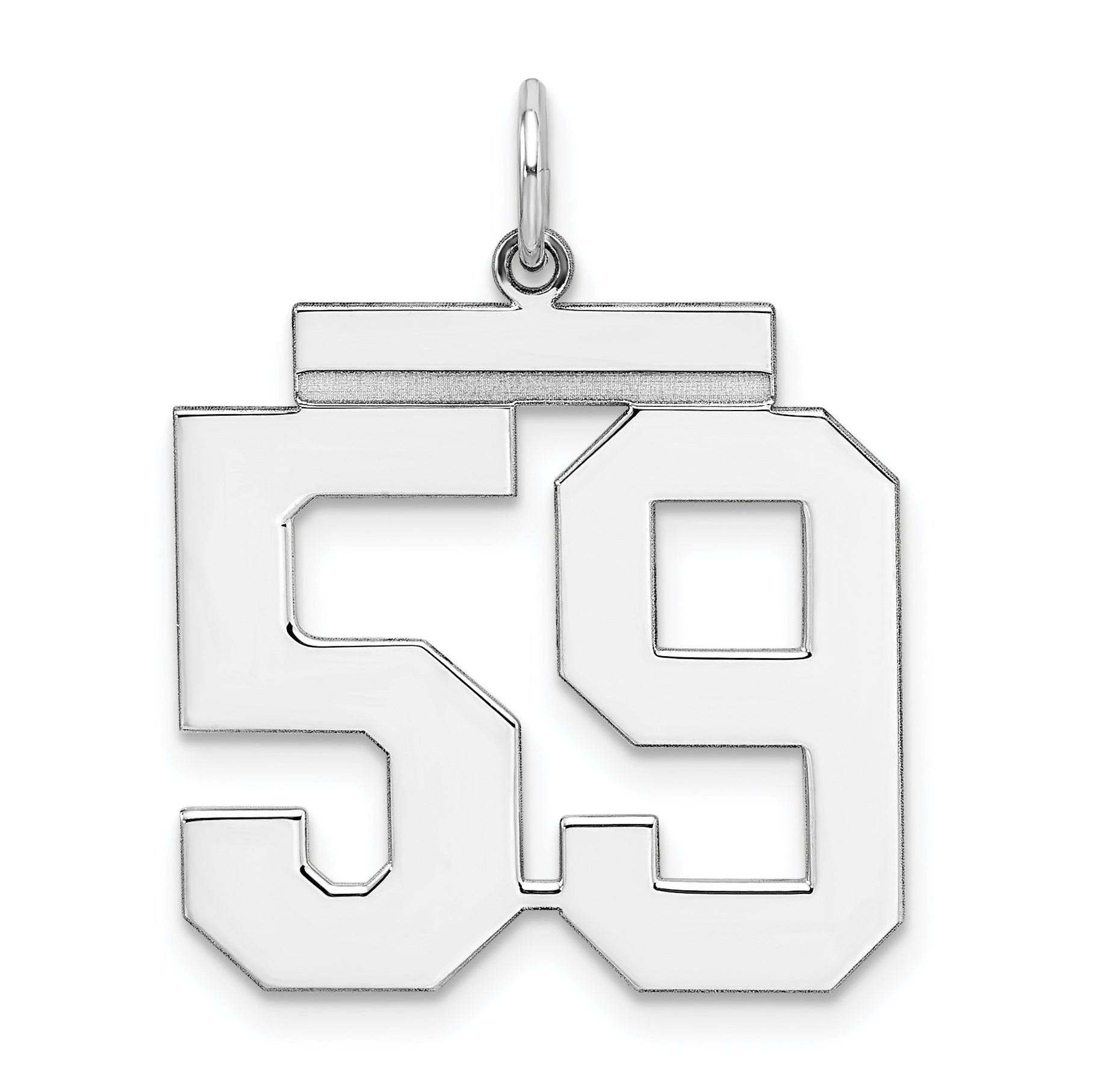 Sterling Silver Silver/Rhodium-Plated Polished Number 59 Charm
