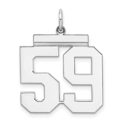 Sterling Silver Silver/Rhodium-Plated Polished Number 59 Charm
