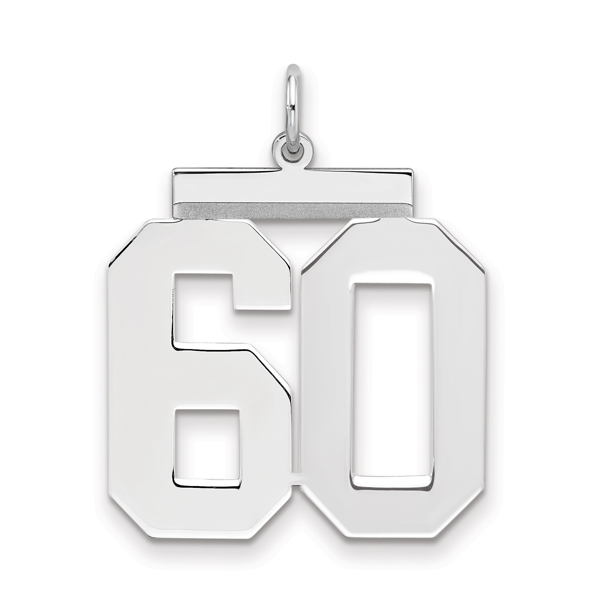 Sterling Silver Silver/Rhodium-Plated Polished Number 60 Charm