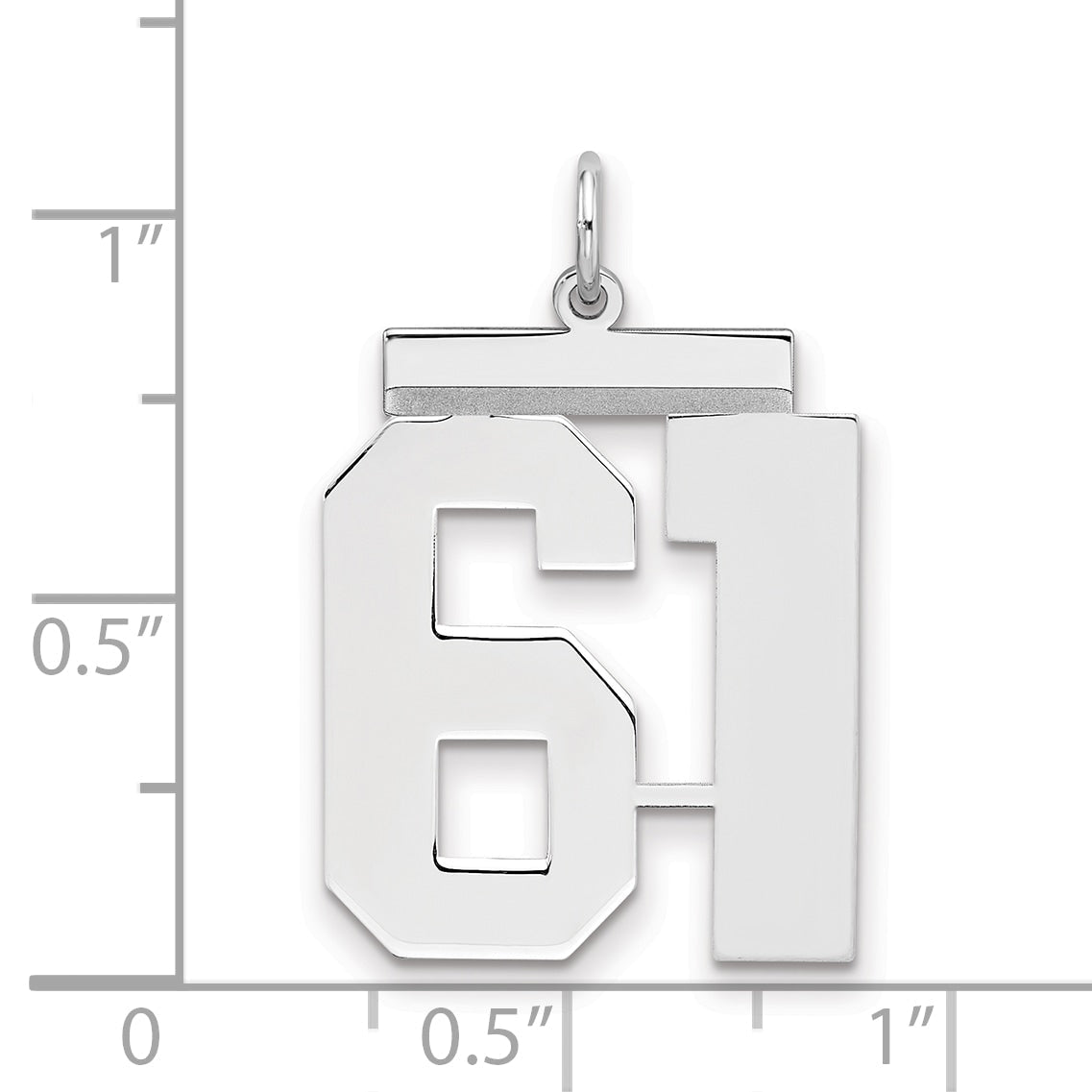 Sterling Silver Silver/Rhodium-Plated Polished Number 61 Charm