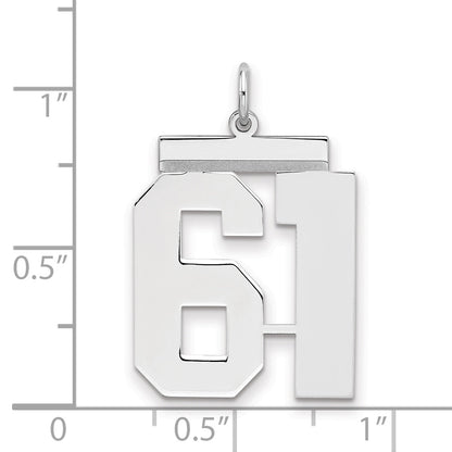 Sterling Silver Silver/Rhodium-Plated Polished Number 61 Charm