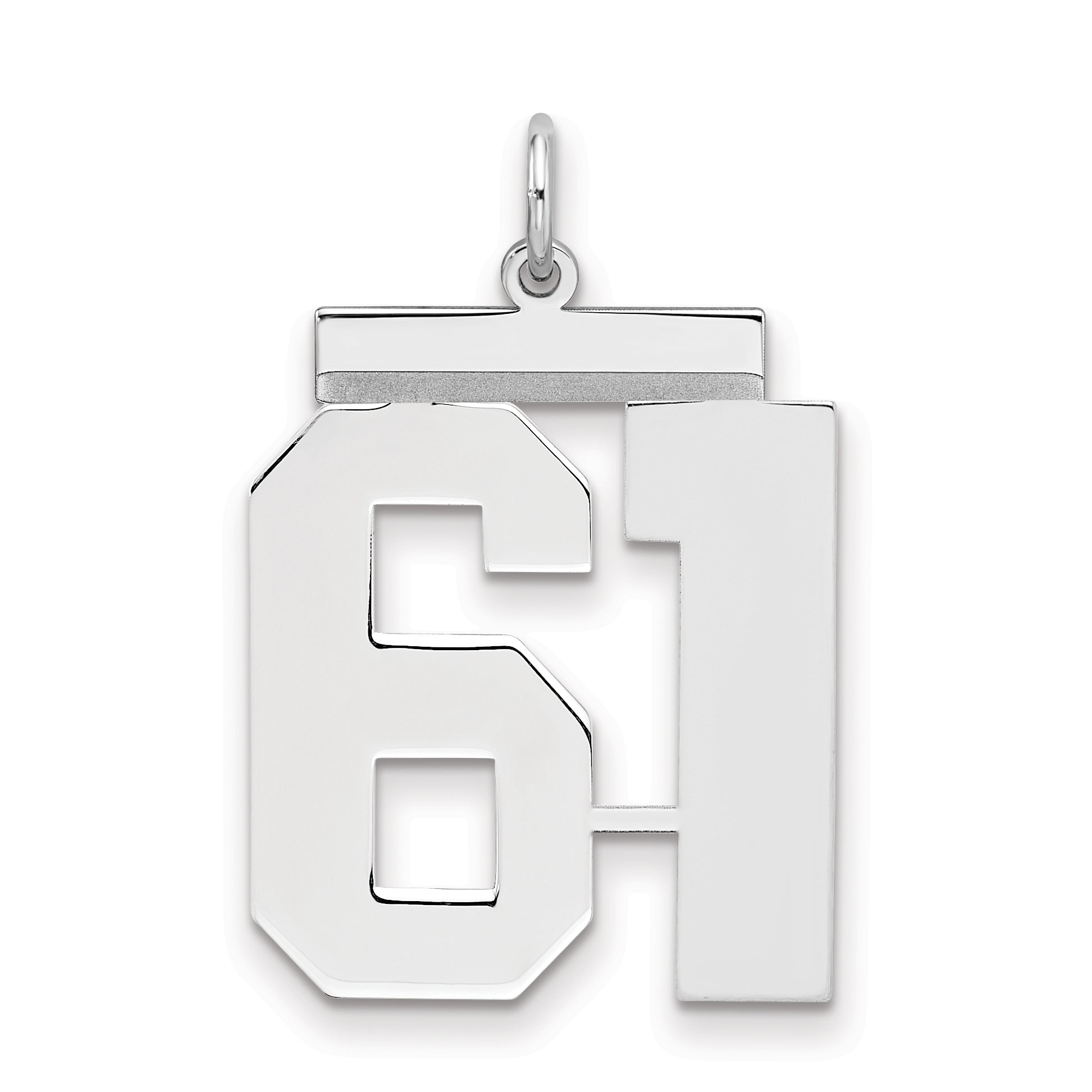 Sterling Silver Silver/Rhodium-Plated Polished Number 61 Charm