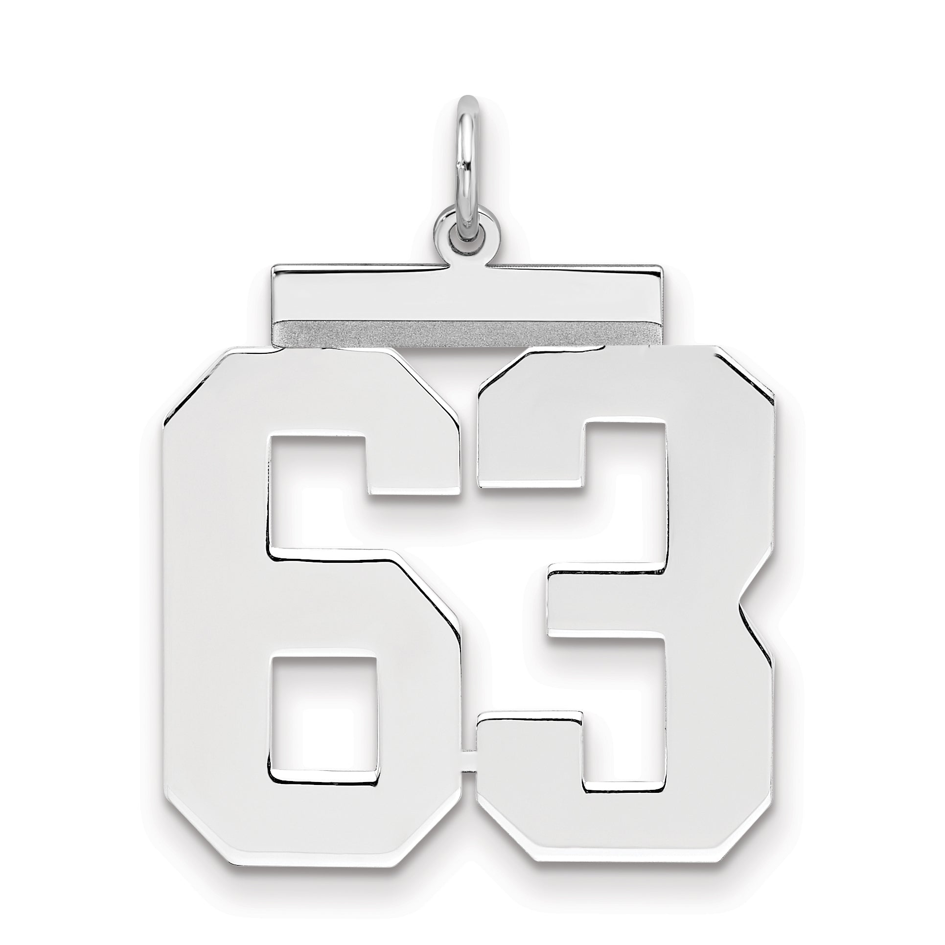 Sterling Silver Silver/Rhodium-Plated Polished Number 63 Charm
