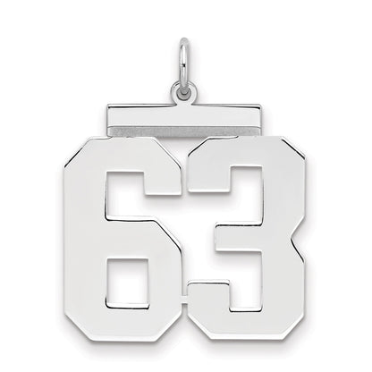 Sterling Silver Silver/Rhodium-Plated Polished Number 63 Charm