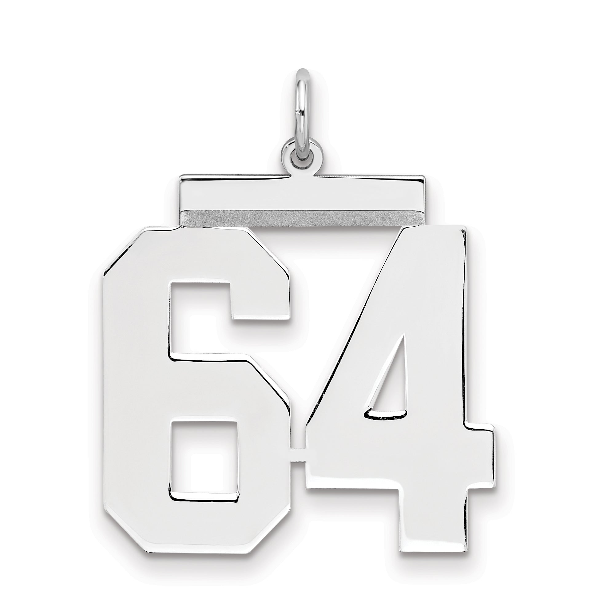 Sterling Silver Silver/Rhodium-Plated Polished Number 64 Charm