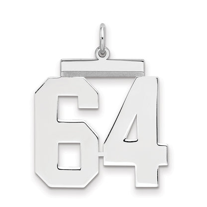 Sterling Silver Silver/Rhodium-Plated Polished Number 64 Charm