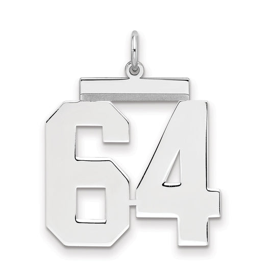 Sterling Silver Silver/Rhodium-Plated Polished Number 64 Charm