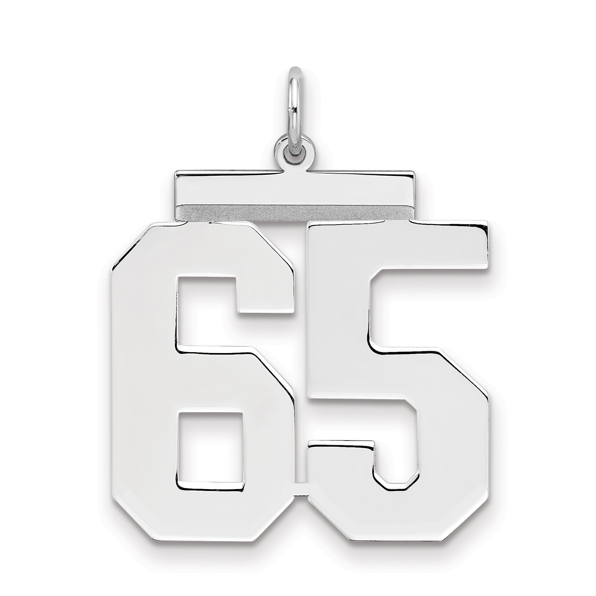 Sterling Silver Silver/Rhodium-Plated Polished Number 65 Charm