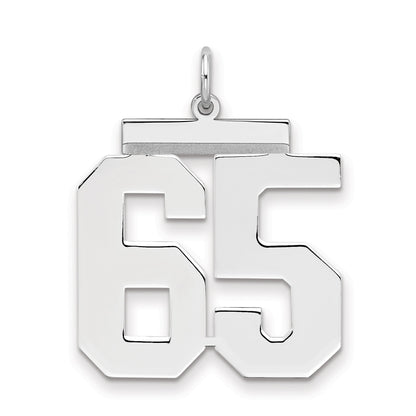 Sterling Silver Silver/Rhodium-Plated Polished Number 65 Charm