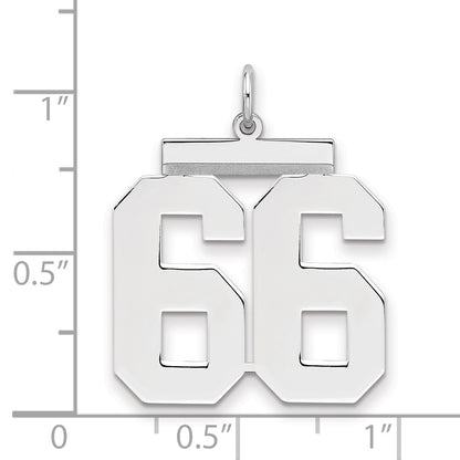 Sterling Silver Silver/Rhodium-Plated Polished Number 66 Charm
