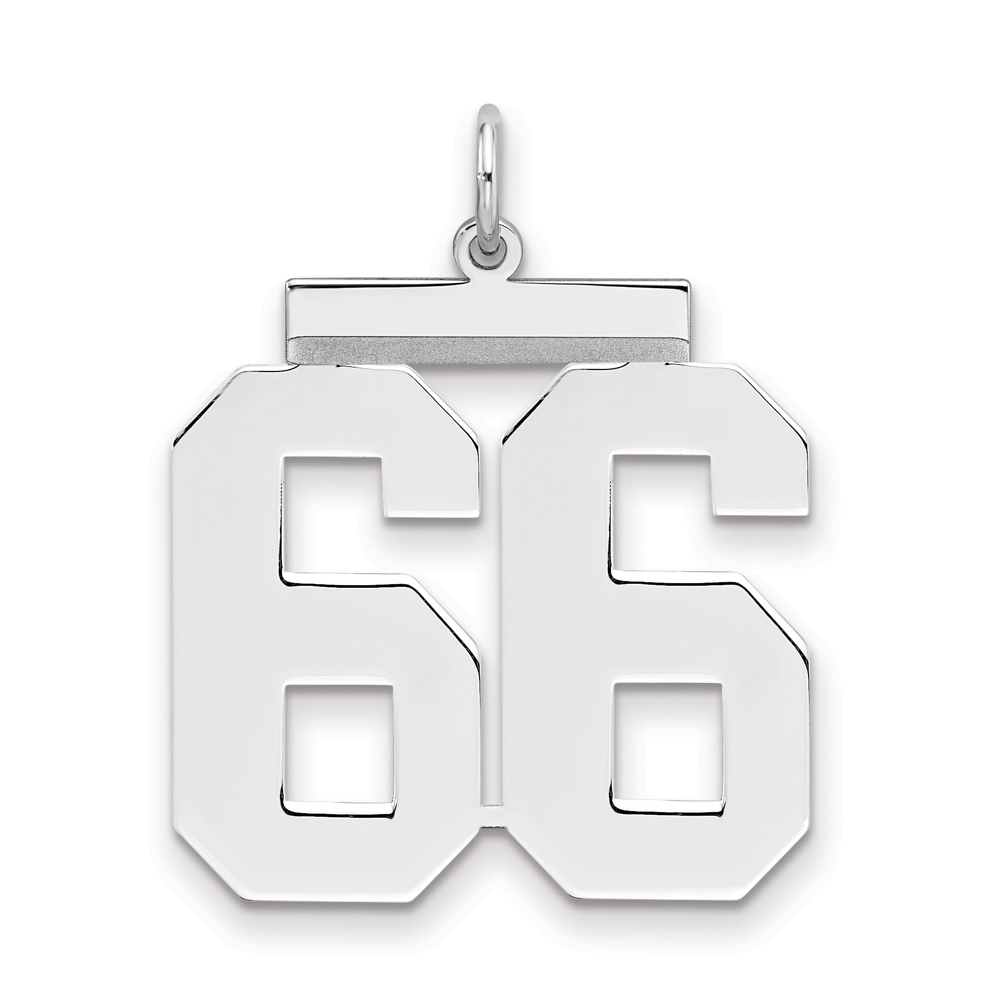 Sterling Silver Silver/Rhodium-Plated Polished Number 66 Charm