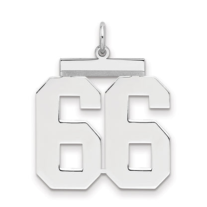 Sterling Silver Silver/Rhodium-Plated Polished Number 66 Charm