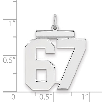 Sterling Silver Silver/Rhodium-Plated Polished Number 67 Charm