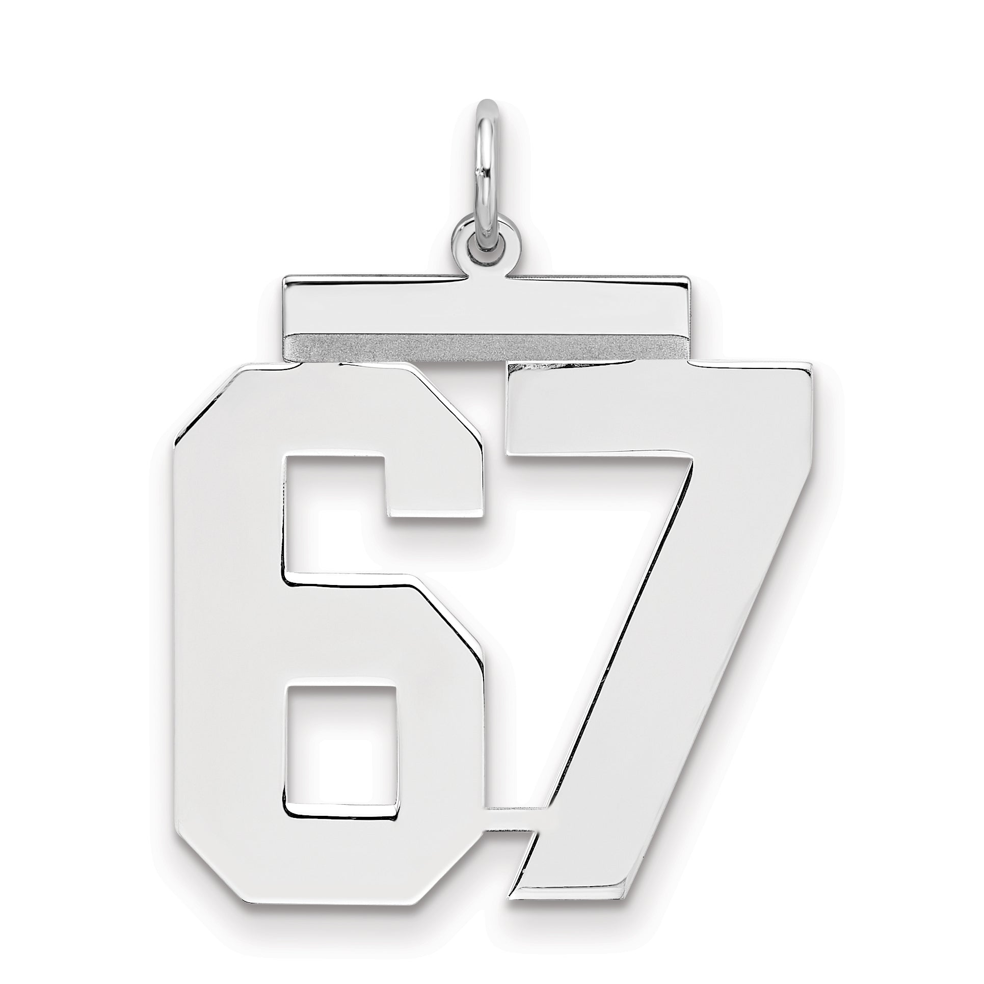 Sterling Silver Silver/Rhodium-Plated Polished Number 67 Charm