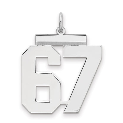 Sterling Silver Silver/Rhodium-Plated Polished Number 67 Charm
