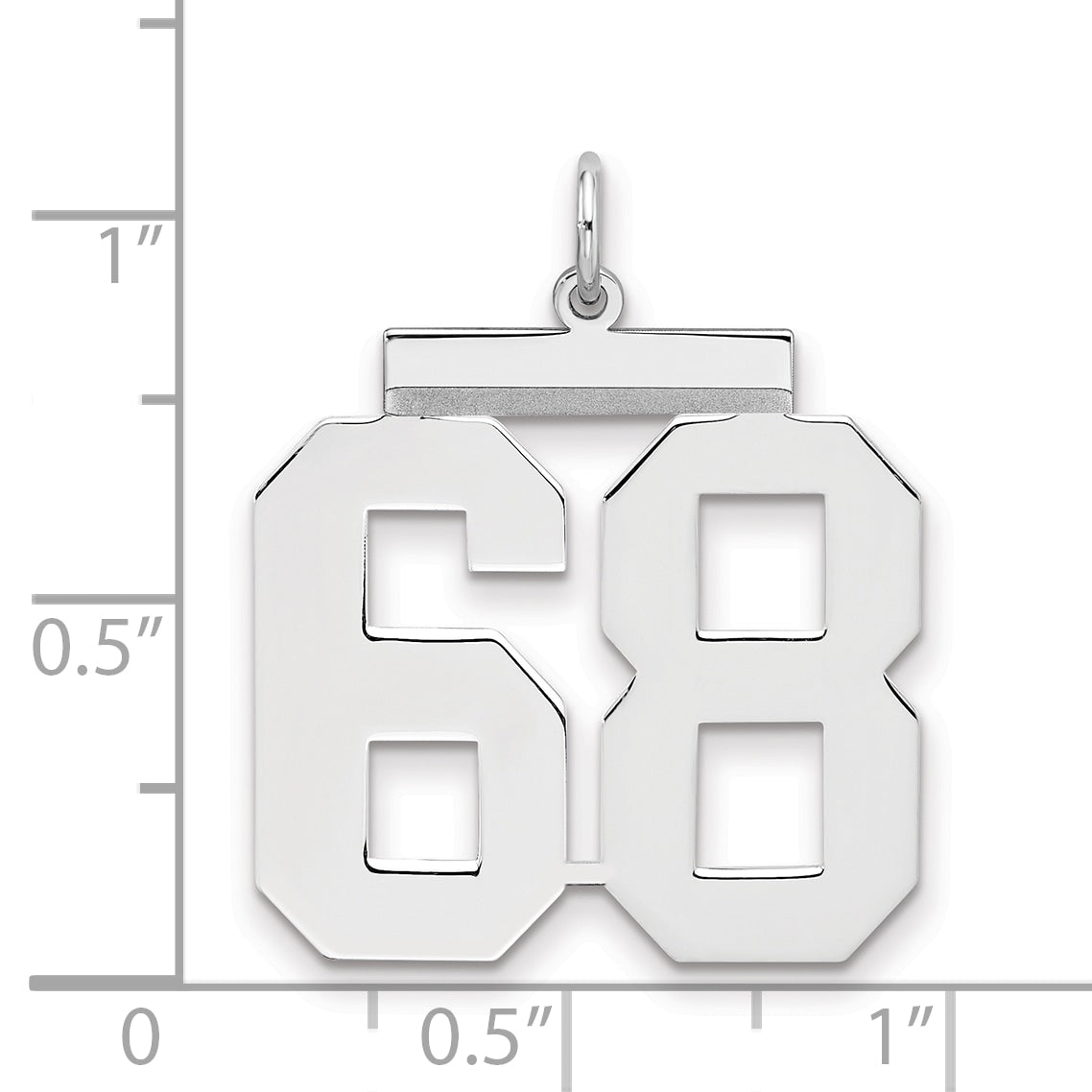 Sterling Silver Silver/Rhodium-Plated Polished Number 68 Charm