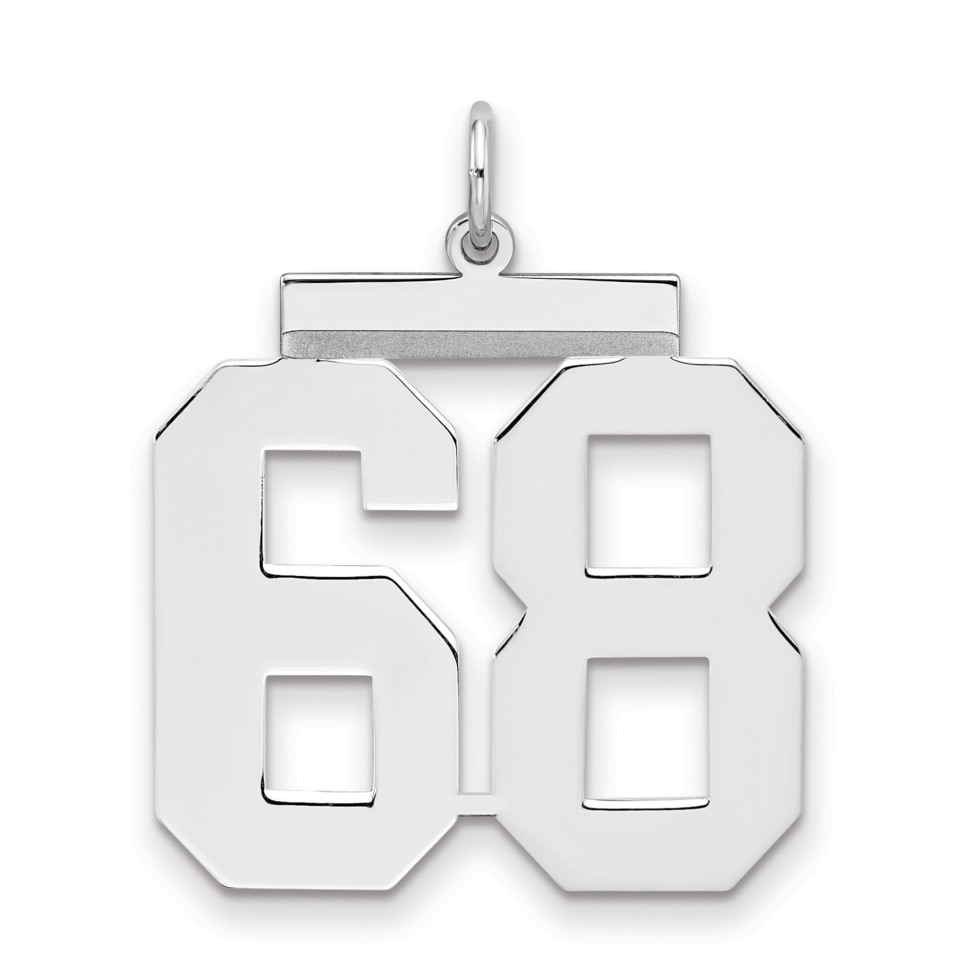 Sterling Silver Silver/Rhodium-Plated Polished Number 68 Charm