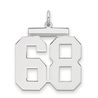 Sterling Silver Silver/Rhodium-Plated Polished Number 68 Charm