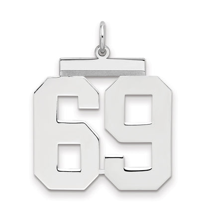 Sterling Silver Silver/Rhodium-Plated Polished Number 69 Charm
