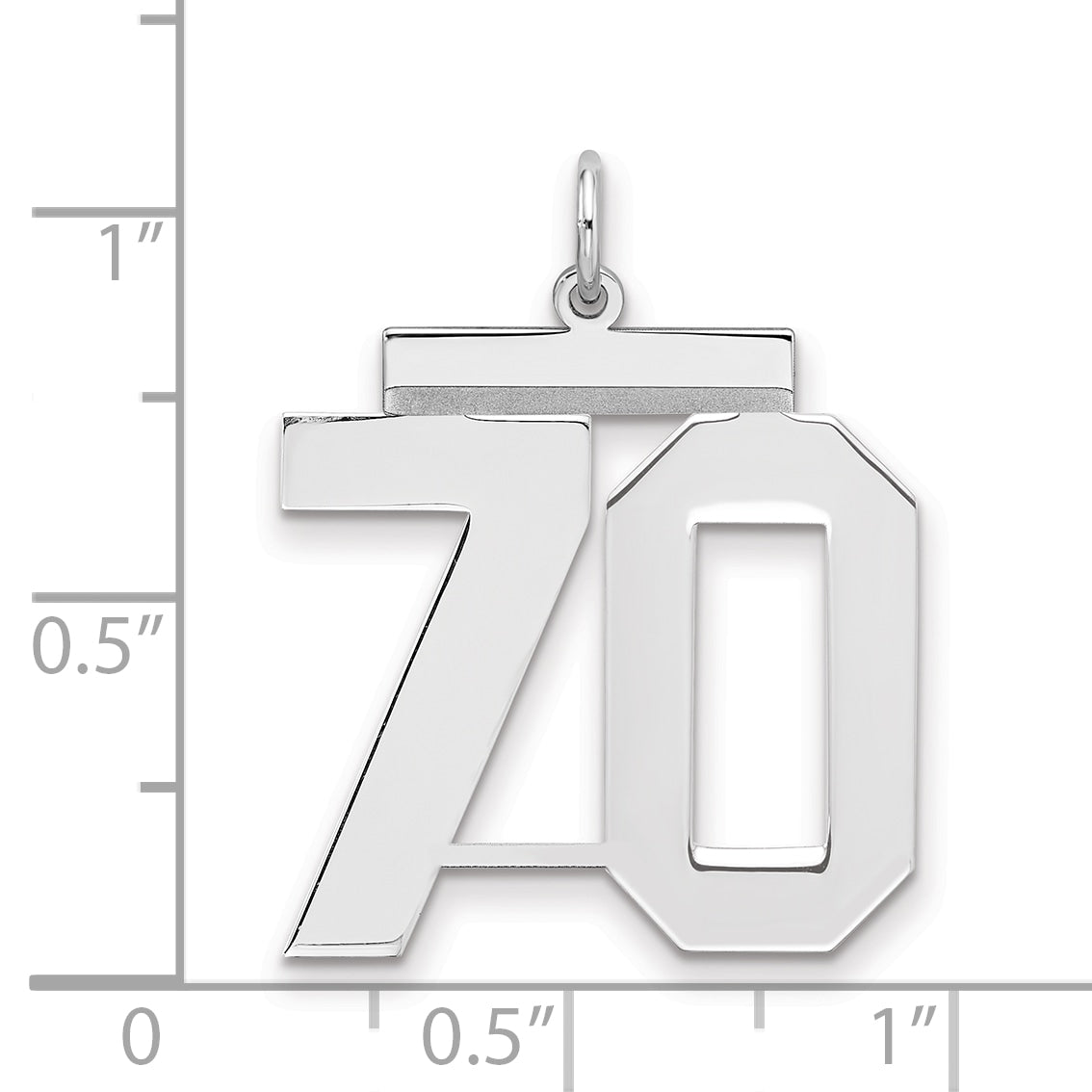 Sterling Silver Silver/Rhodium-Plated Polished Number 70 Charm