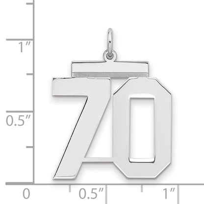 Sterling Silver Silver/Rhodium-Plated Polished Number 70 Charm