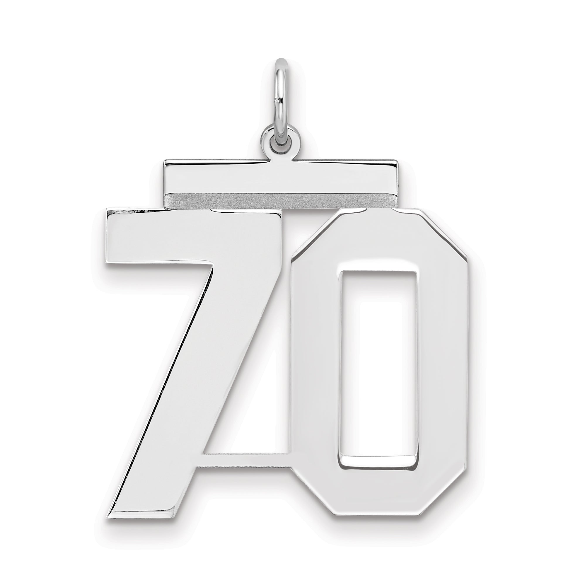 Sterling Silver Silver/Rhodium-Plated Polished Number 70 Charm