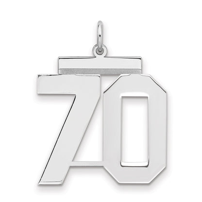Sterling Silver Silver/Rhodium-Plated Polished Number 70 Charm