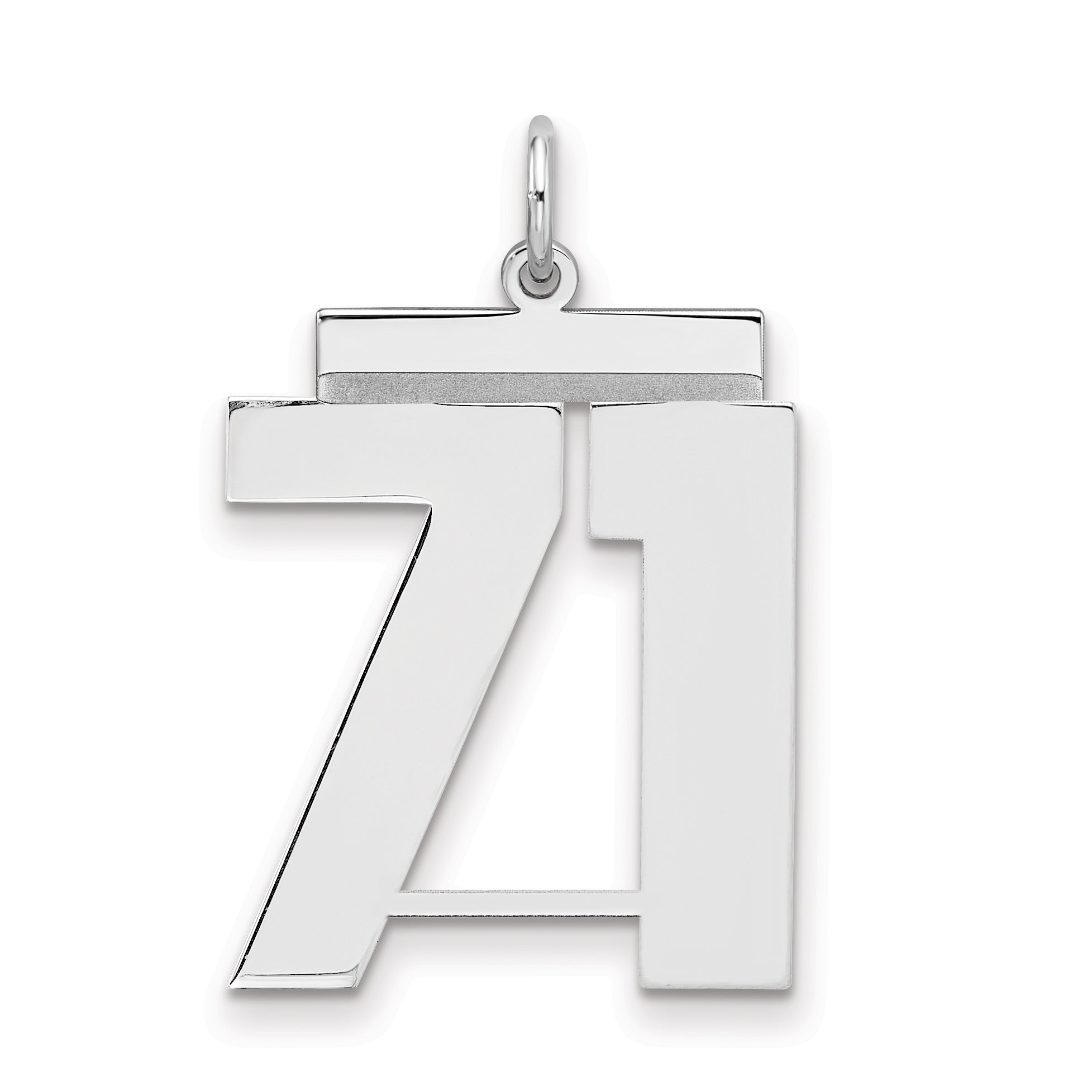 Sterling Silver Silver/Rhodium-Plated Polished Number 71 Charm