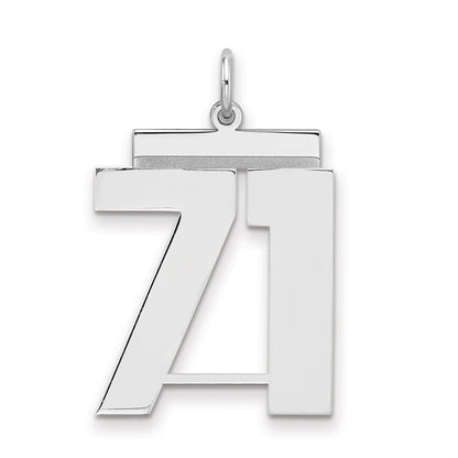 Sterling Silver Silver/Rhodium-Plated Polished Number 71 Charm