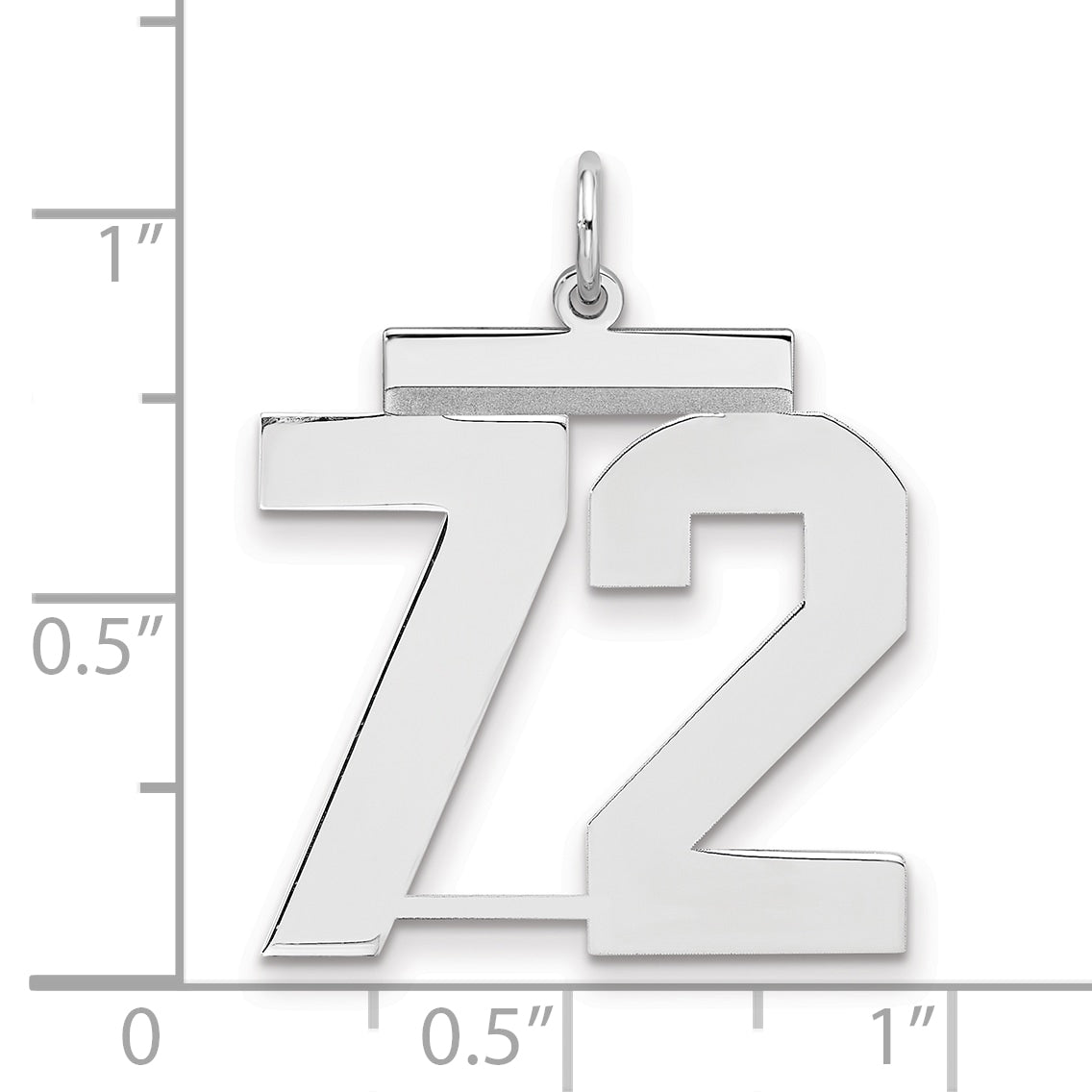 Sterling Silver Silver/Rhodium-Plated Polished Number 72 Charm