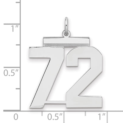 Sterling Silver Silver/Rhodium-Plated Polished Number 72 Charm