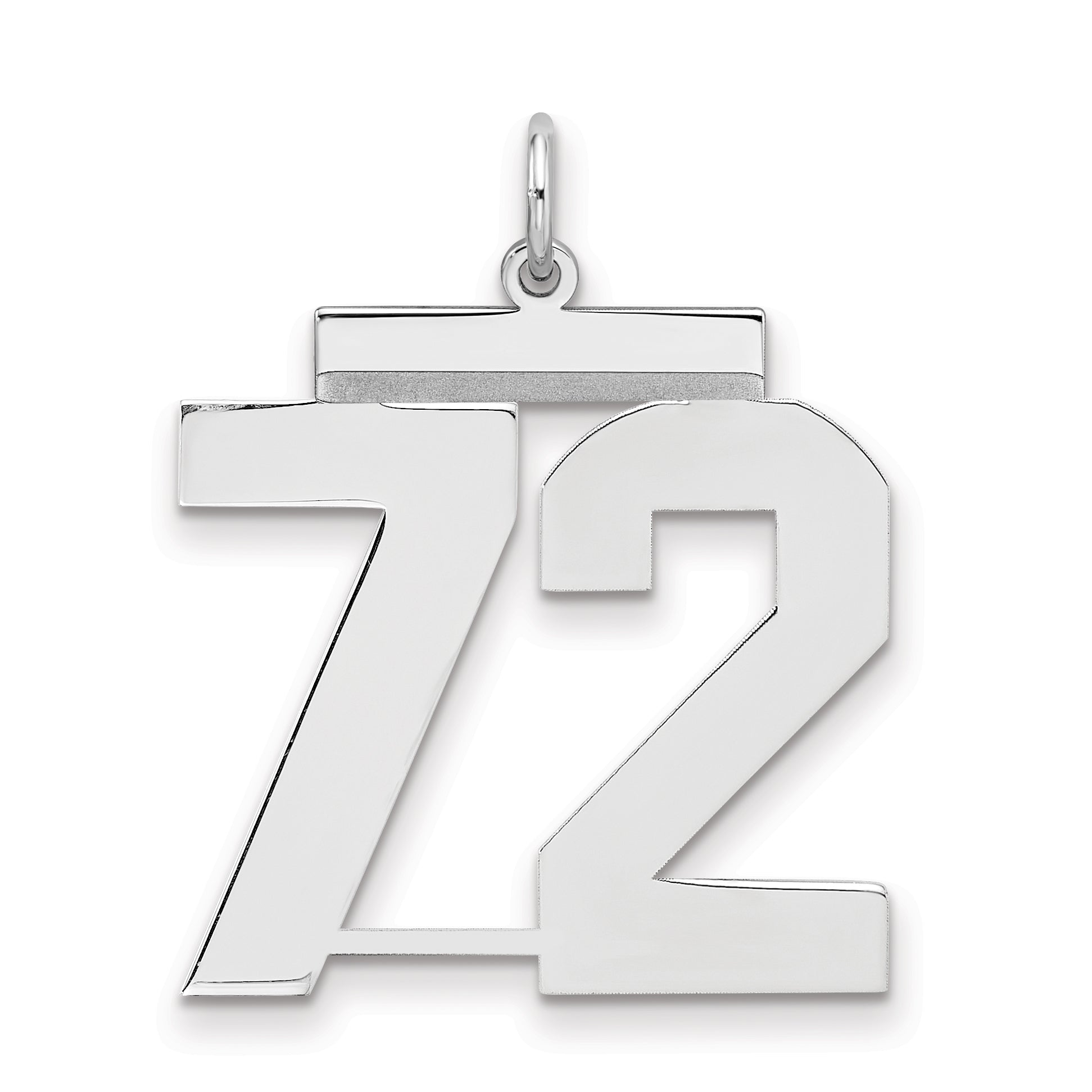 Sterling Silver Silver/Rhodium-Plated Polished Number 72 Charm