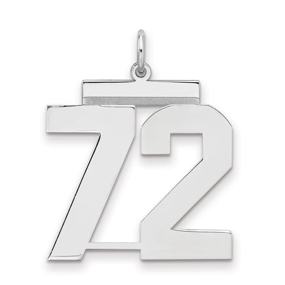 Sterling Silver Silver/Rhodium-Plated Polished Number 72 Charm