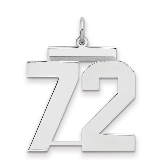 Sterling Silver Silver/Rhodium-Plated Polished Number 72 Charm
