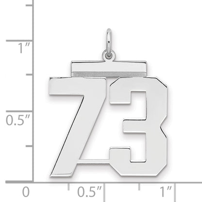 Sterling Silver Silver/Rhodium-Plated Polished Number 73 Charm