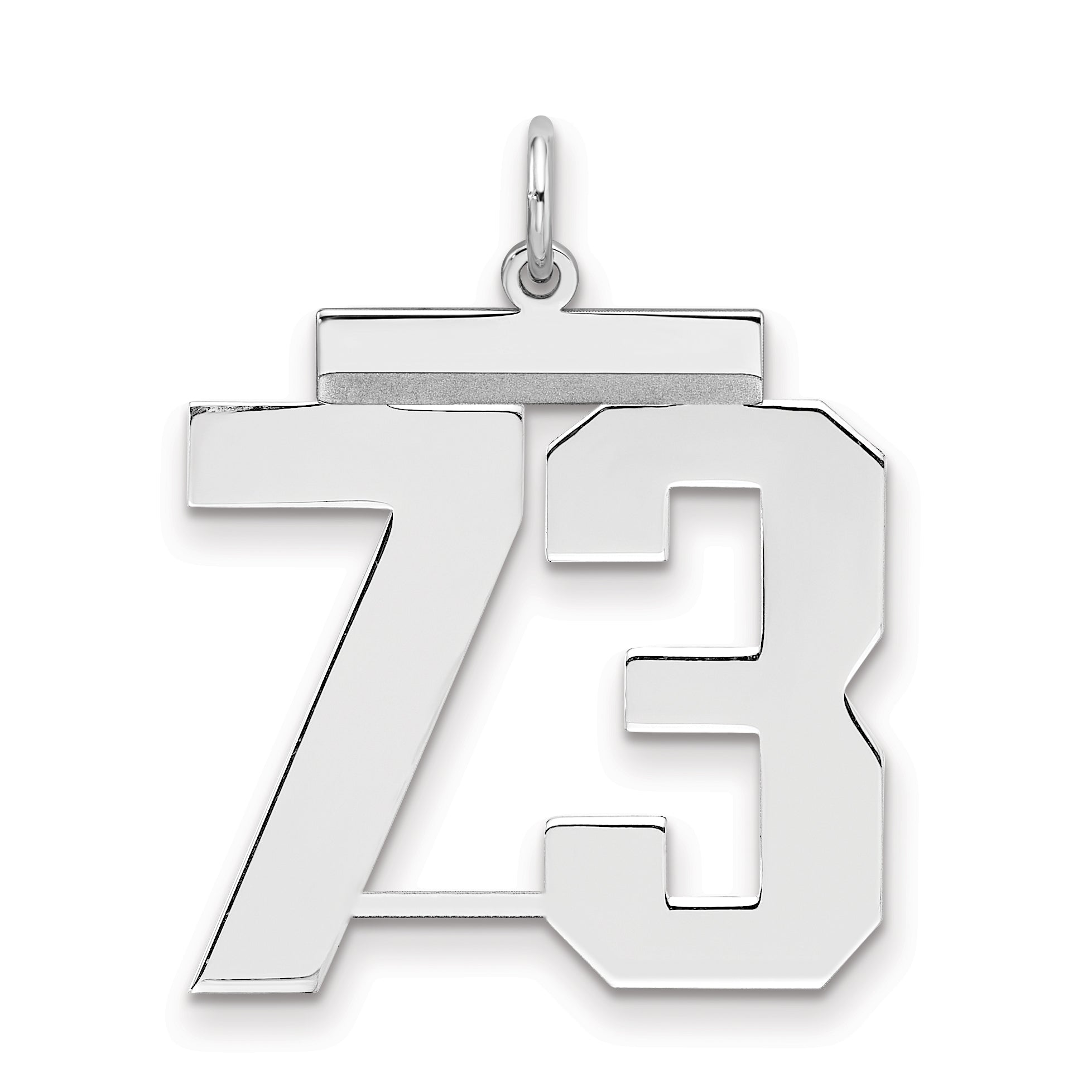 Sterling Silver Silver/Rhodium-Plated Polished Number 73 Charm
