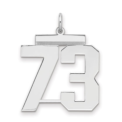 Sterling Silver Silver/Rhodium-Plated Polished Number 73 Charm
