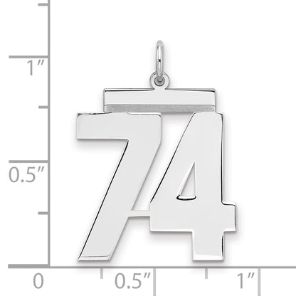 Sterling Silver Silver/Rhodium-Plated Polished Number 74 Charm