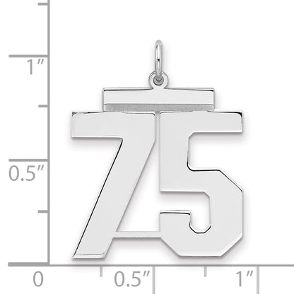 Sterling Silver Silver/Rhodium-Plated Polished Number 75 Charm
