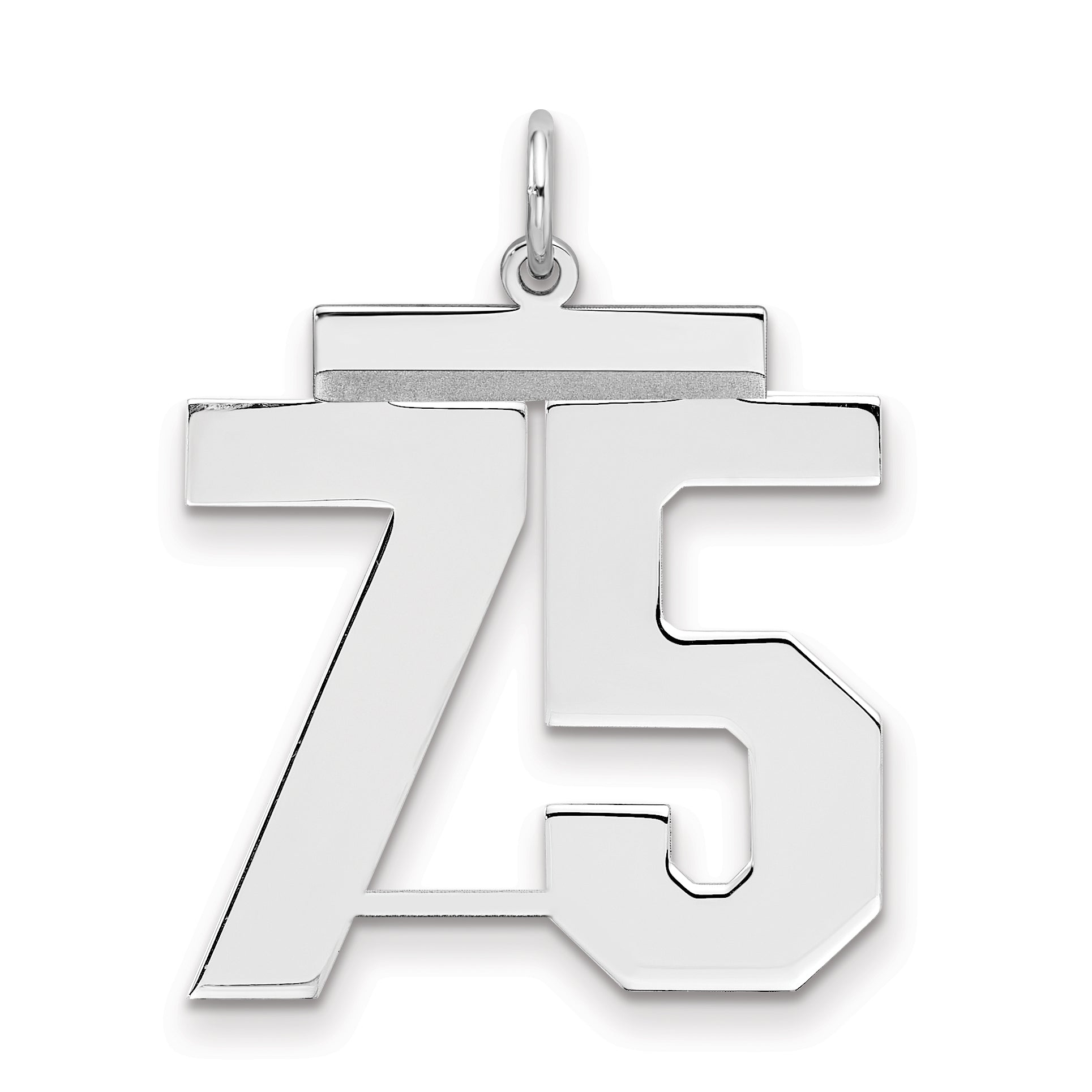 Sterling Silver Silver/Rhodium-Plated Polished Number 75 Charm