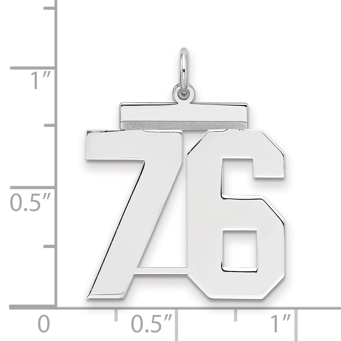 Sterling Silver Silver/Rhodium-Plated Polished Number 76 Charm