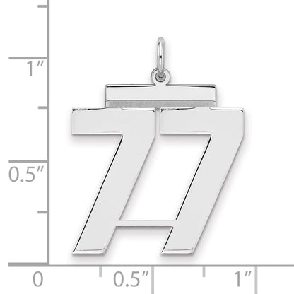 Sterling Silver Silver/Rhodium-Plated Polished Number 77 Charm