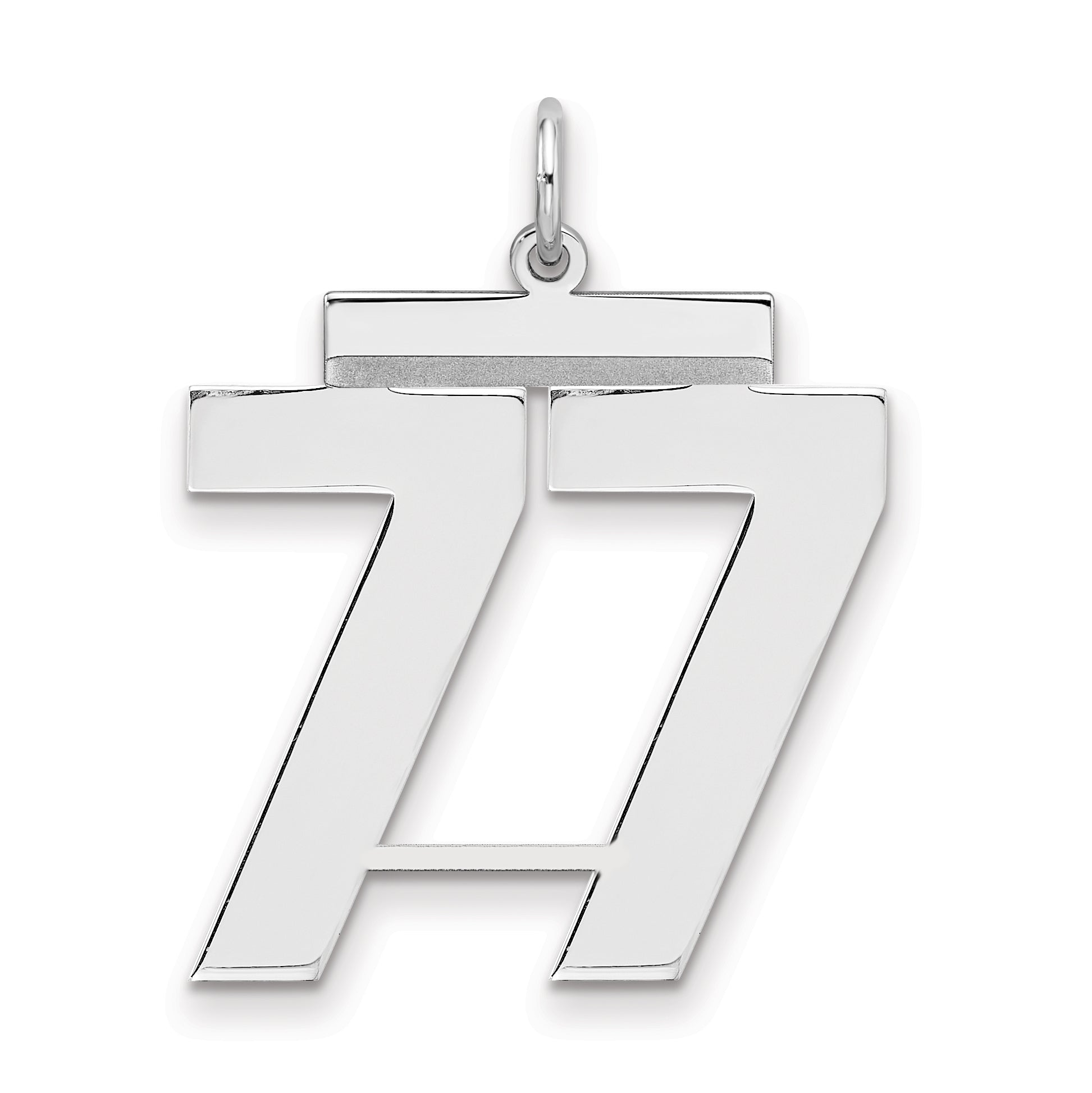 Sterling Silver Silver/Rhodium-Plated Polished Number 77 Charm