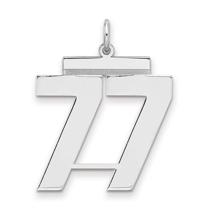 Sterling Silver Silver/Rhodium-Plated Polished Number 77 Charm
