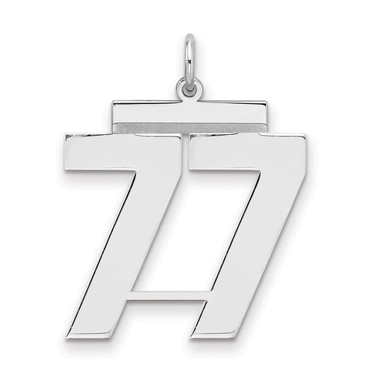 Sterling Silver Silver/Rhodium-Plated Polished Number 77 Charm