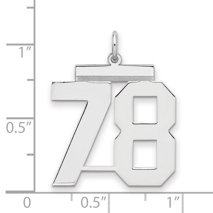 Sterling Silver Silver/Rhodium-Plated Polished Number 78 Charm