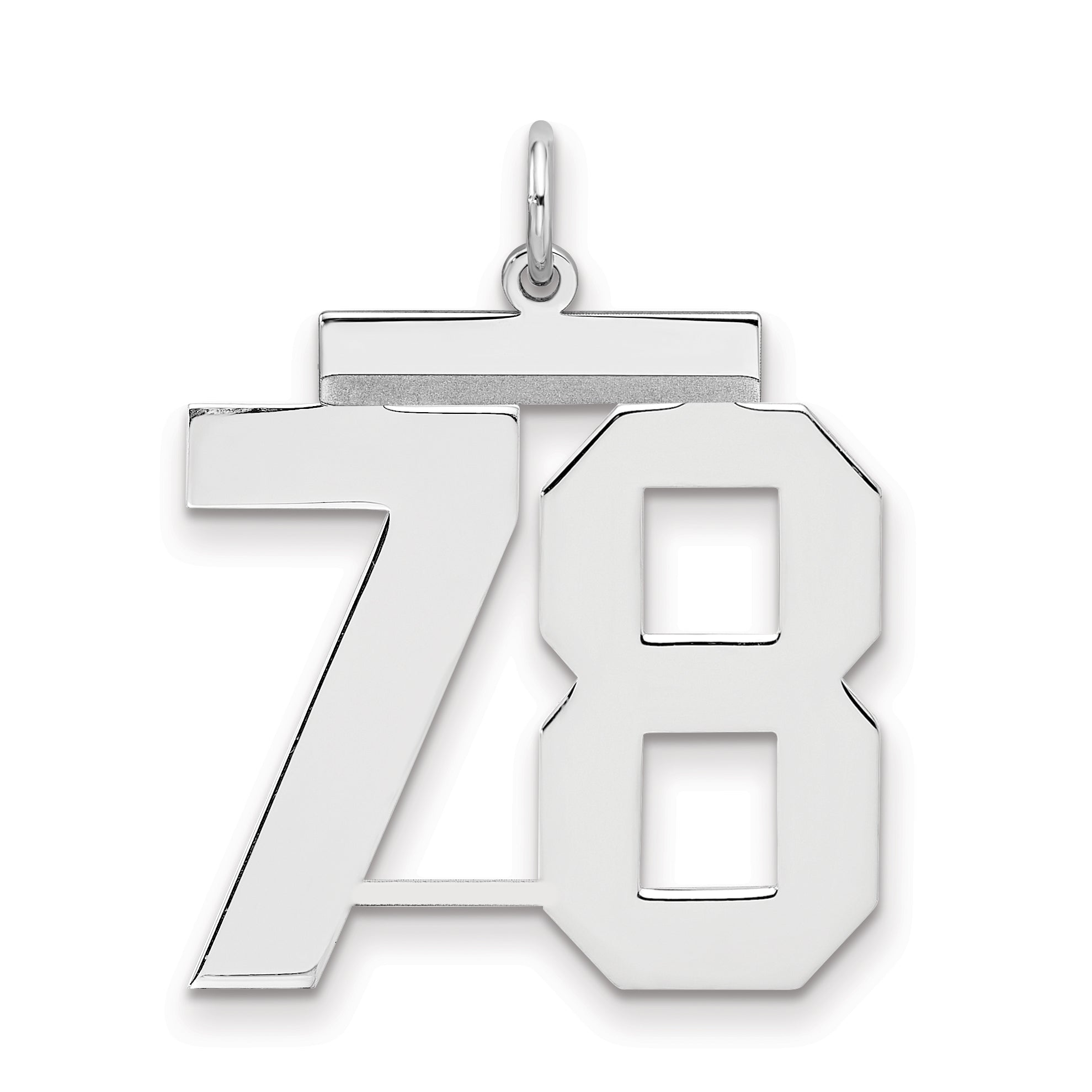 Sterling Silver Silver/Rhodium-Plated Polished Number 78 Charm