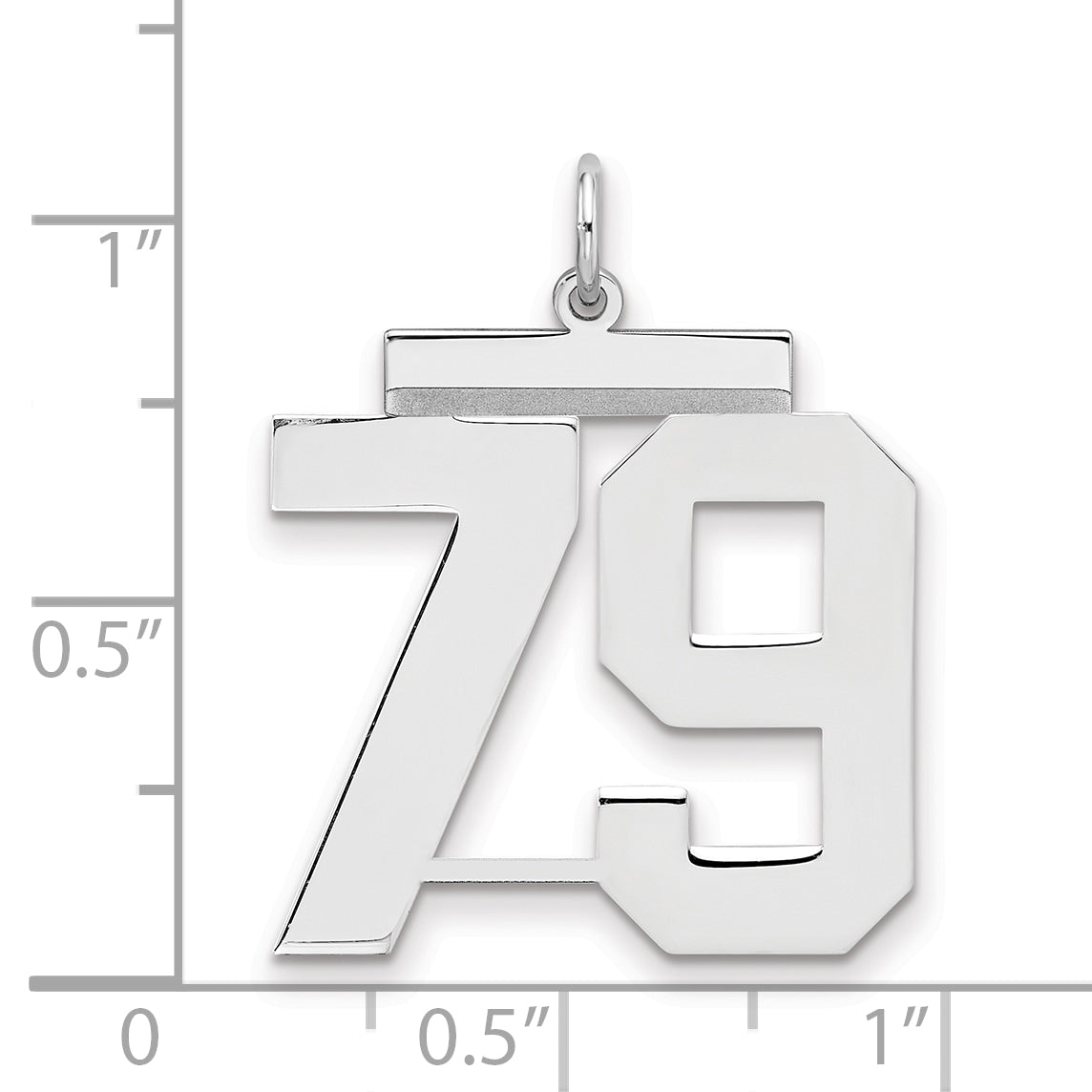 Sterling Silver Silver/Rhodium-Plated Polished Number 79 Charm