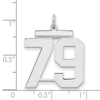 Sterling Silver Silver/Rhodium-Plated Polished Number 79 Charm